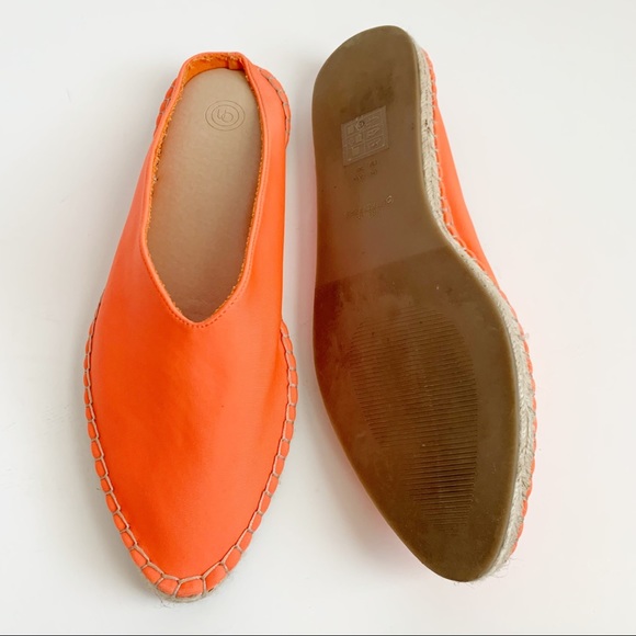 Urban Outfitters Neon Orange Espadrille Mules, Size 8 - Picture 4 of 6